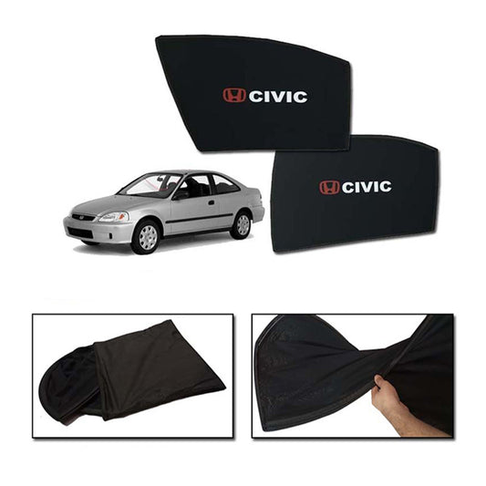 Honda Civic 1998-2000 Foldable & Flexible Sun Shades With Logo - 4 Pcs