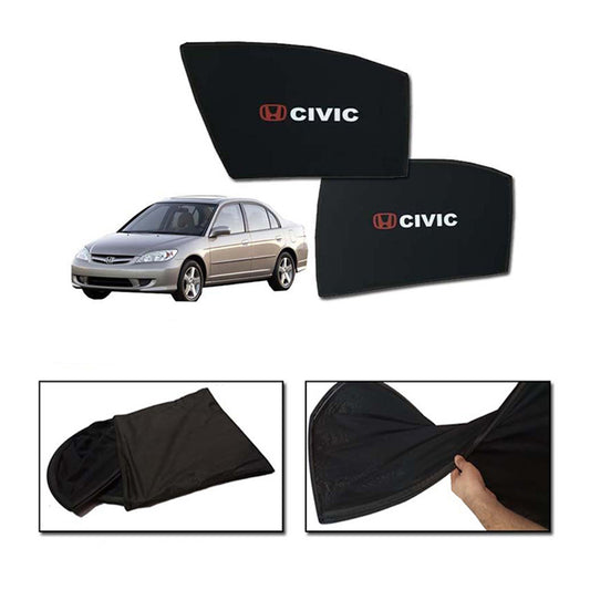 Honda Civic 2001-2002 Foldable & Flexible Sun Shades With Logo - 4 Pcs