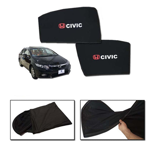 Honda Civic 2012-2016 Foldable & Flexible Sun Shades With Logo - 4 Pcs