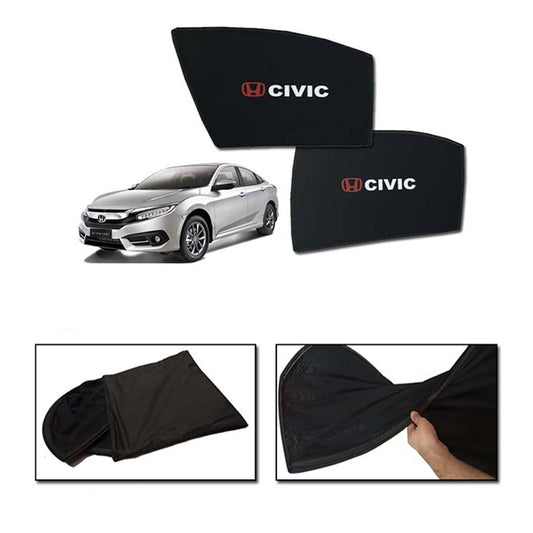 Honda Civic 2016-2022 Foldable & Flexible Sun Shades With Logo - 4 Pcs