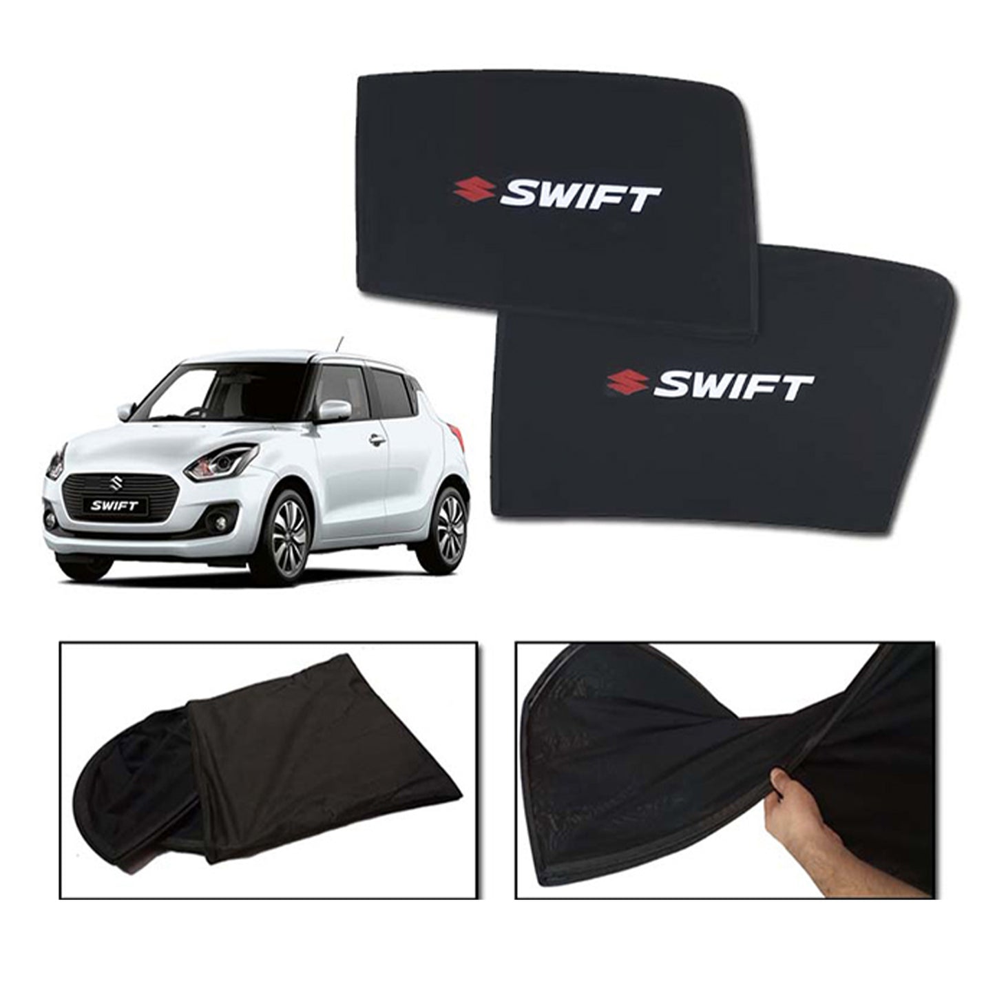 Suzuki Swift 2022-2025 Foldable & Flexible Sun Shades With Logo - 4 Pcs