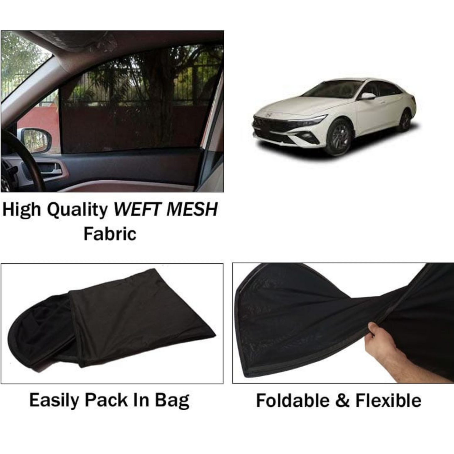 Hyundai Elantra 2024-2025 Foldable & Flexible Sun Shades - 4 Pcs