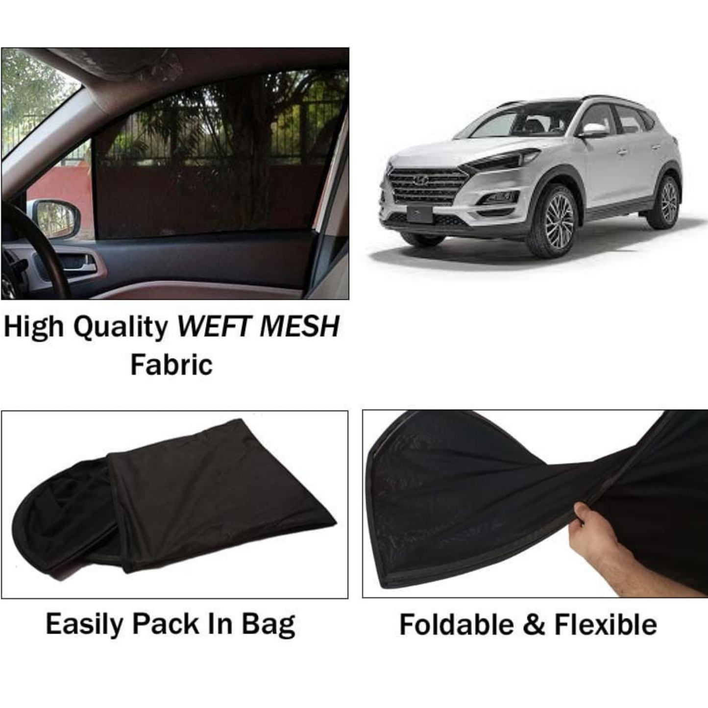 Hyundai Tucson 2020-2025 Foldable & Flexible Sun Shades - 4 Pcs