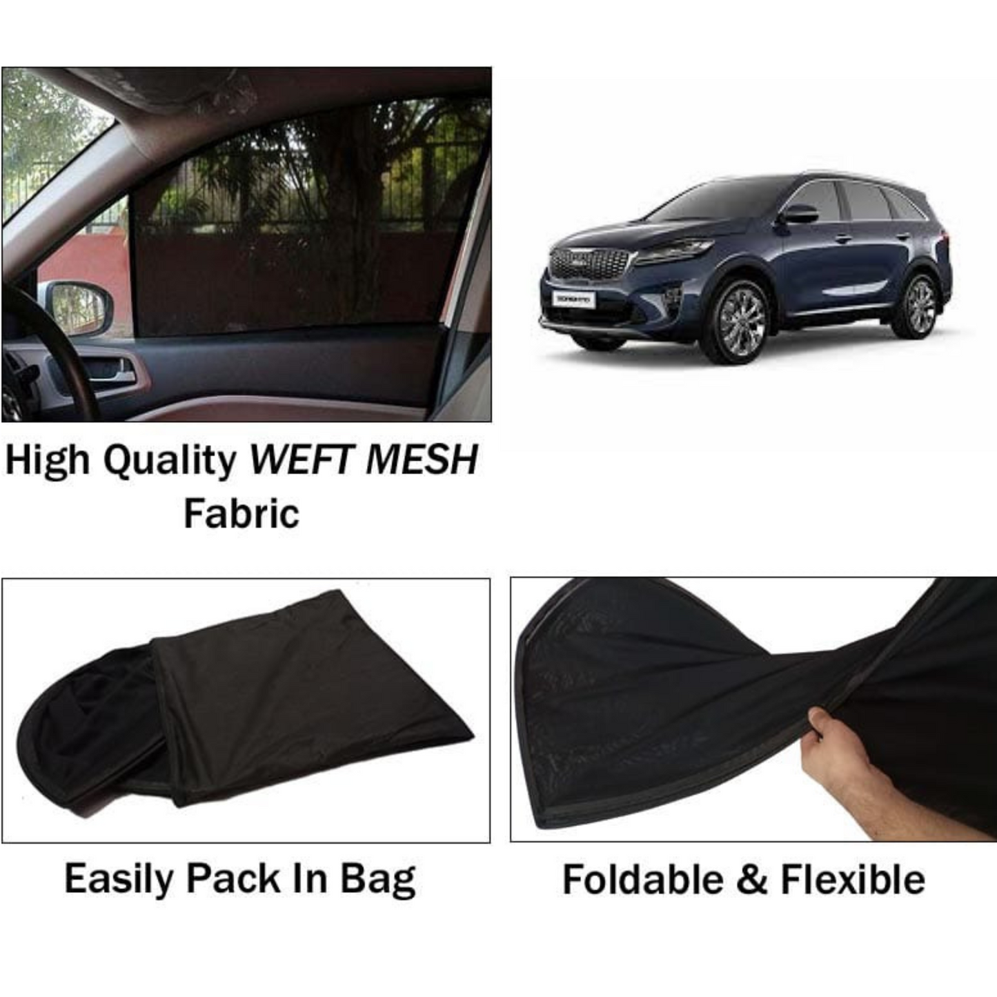 Kia Sorento 2021-2025 Foldable & Flexible Sun Shades - 4 Pcs