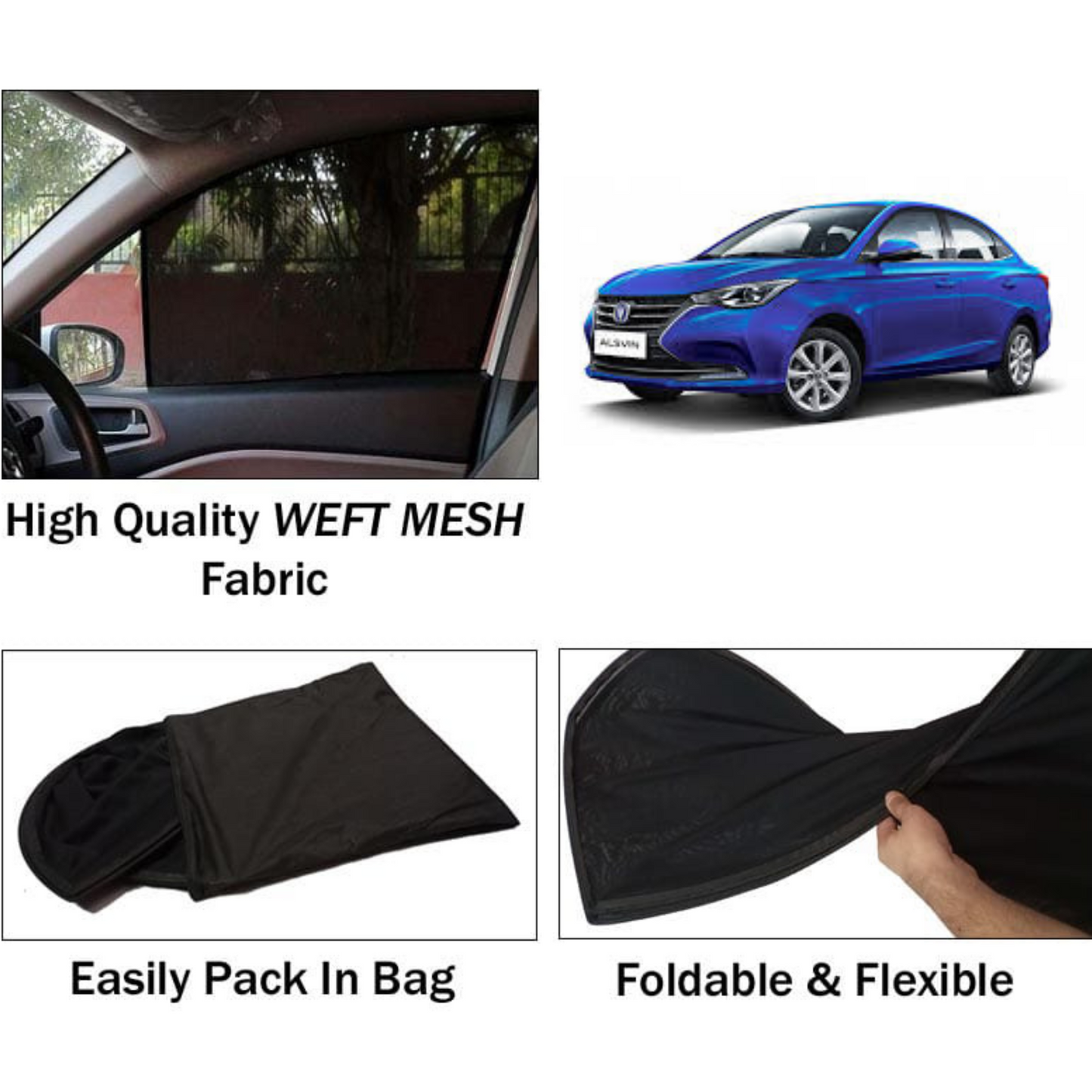 Changan Alsvin 2021-2025 Foldable & Flexible Sun Shades - 4 Pcs