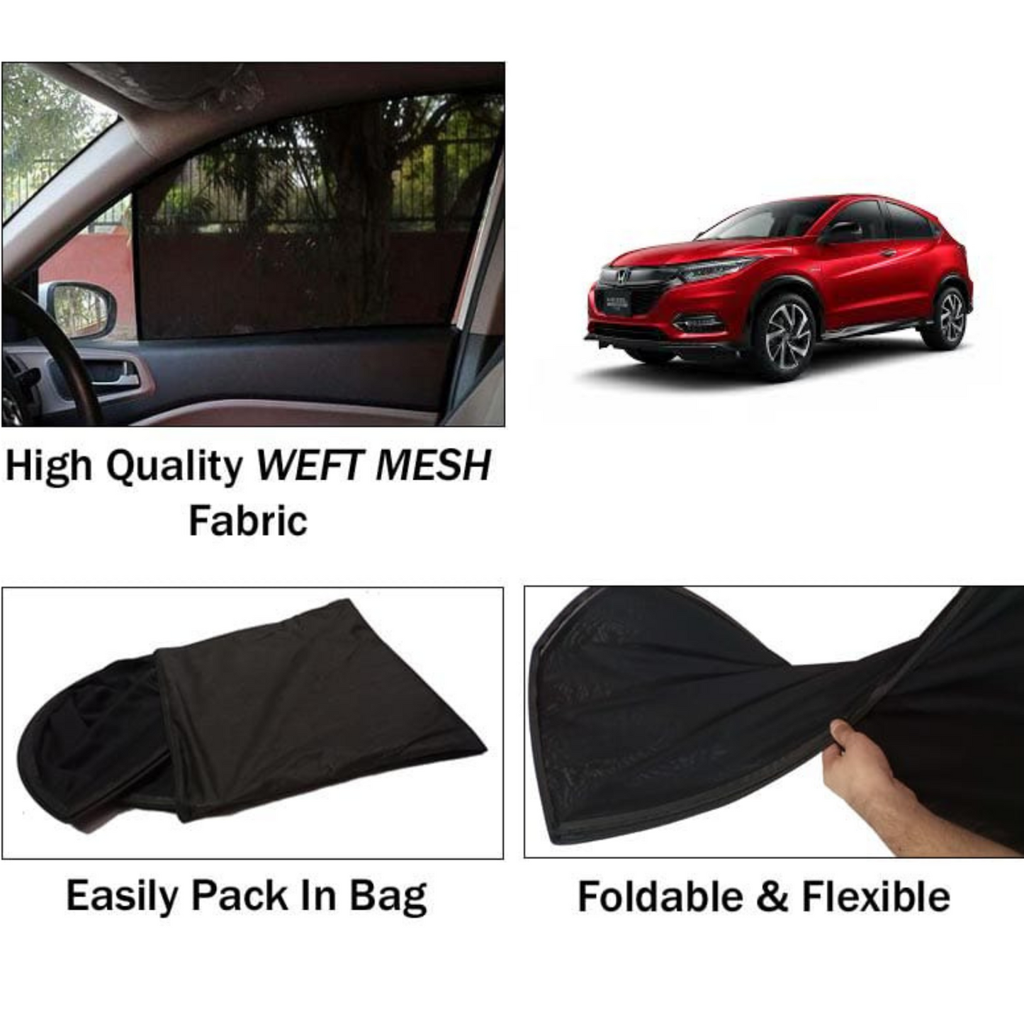 Honda Vezel 2013-2021 Foldable & Flexible Sun Shades - 4 Pcs